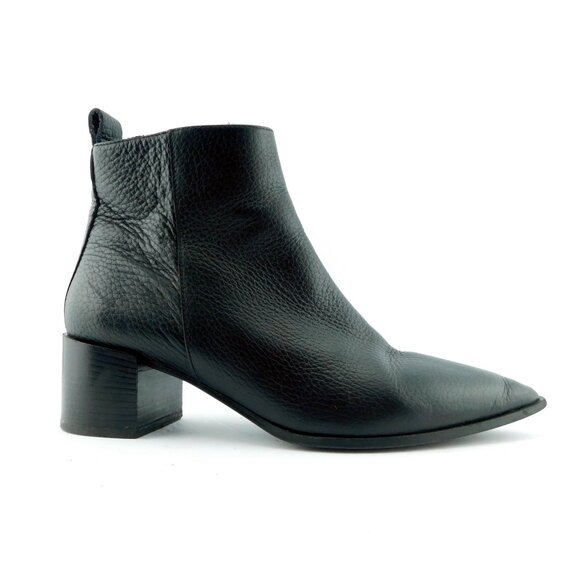 EVERLANE Black Leather Block Heel Chelsea Side Zip Ankle Boots 8 - Picture 2 of 10